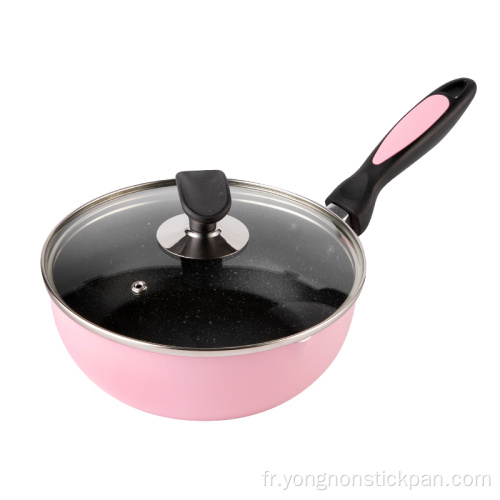 Poêle Wok noire 24 cm avec couvercle